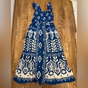 Sea New York Sonia Smocked Blue and White Dress, size L